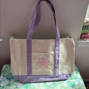 Large Lavender Trim Trader Joe's Canvas Tote